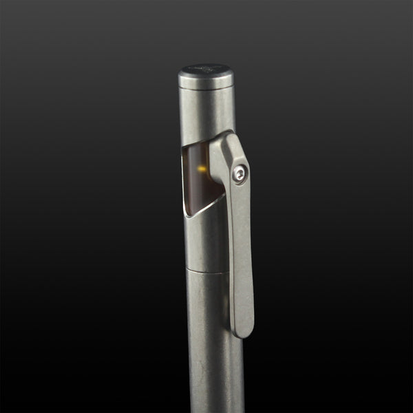 Short grip Geoskin Sideswipe pens in titanium