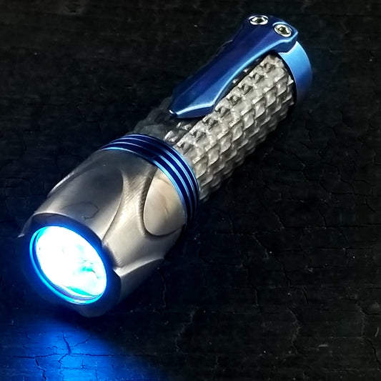 Eryx Flashlight Dragon titanium black ti over sapphire blue trim