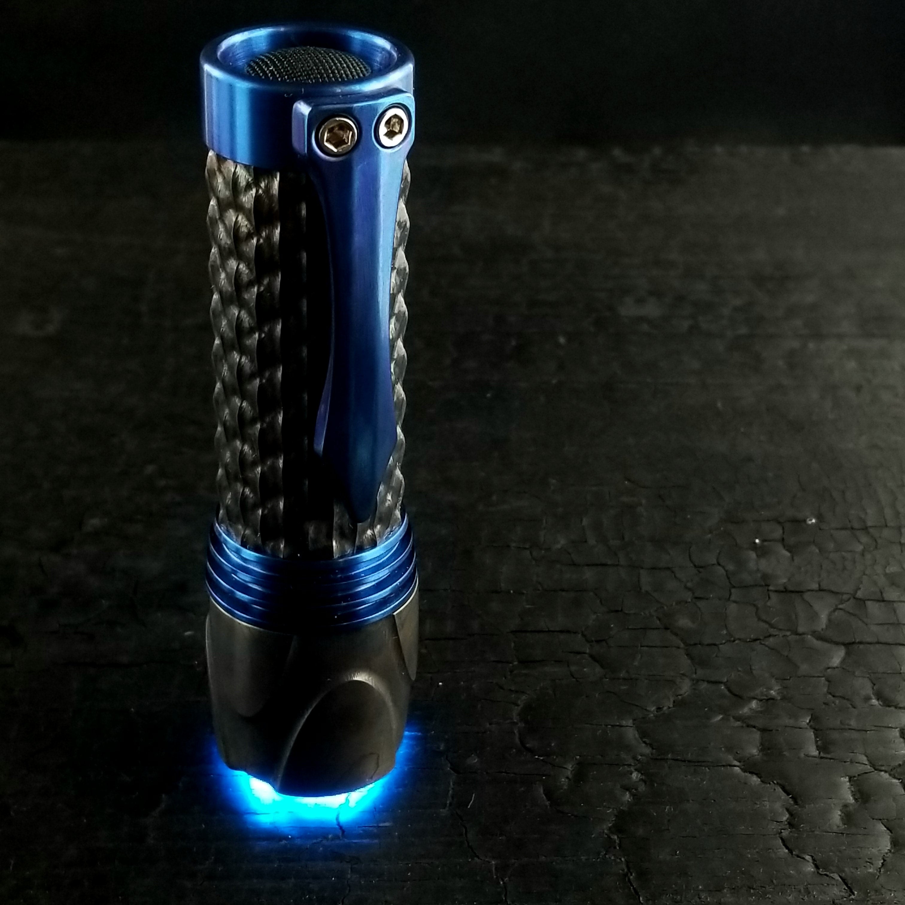 Eryx Flashlight Dragon titanium black ti over sapphire blue trim